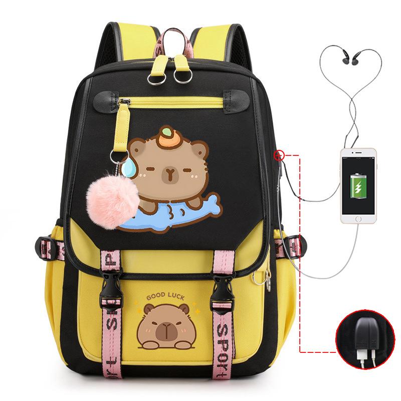 Campus Universal School Bag Kapibara Personality Trend USB Multifunctional Backpack Student New