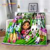 Cartoon Cute Gabbys Dollhouse Girl Soft Flannel Blanket for Bed Bedroom Sofa Picnic,Throw Blanket Children Outdoors Leisure Gift