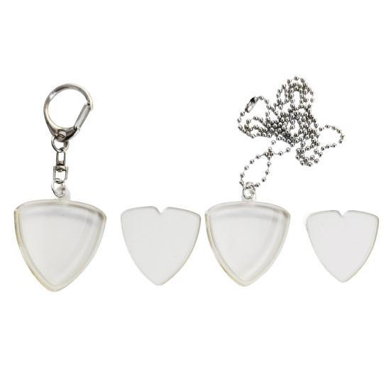 1/2/3Pcs Triangle Keychain Guitar Pick Holder Clear Case Heart Shaped