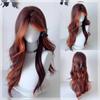 Red Fox Highlights Long Synthetic Wig Female Lolita Daily Red-brown Highlights Dirty Orange Bangs Big Wave Party Wig