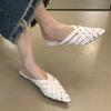 Fashion Bailamos Summer Women Slipper Fashion Weave Pointed Toe Slip On Ladies Mules Shoes Flat Heel Sandal Shoes Dress Slides Mujer