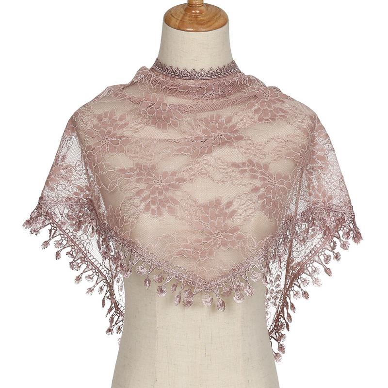 

Hot-selling lace monochrome triangle scarf, fashionable hollow women s solid color grape triangle scarf 145-50cm