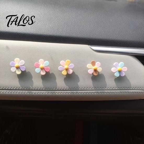Auto-Armaturenbrett-Dekorationen 5 Stück Bunte Schüttelblumen-Deko, Harz-Regenbogen-Sonnenblumen-Ornament Wackelnde Blumen mit Anti-Rutsch-Pad, Niedlicher Wackelkopf für