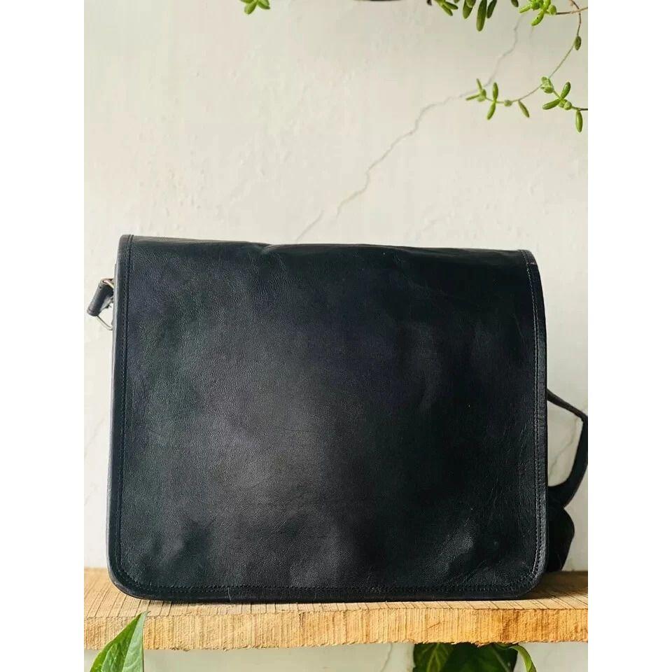 Purely Refined Goat Leather Laptop Messenger Bag Rare Men's Briefcase Satchel