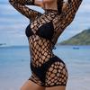 Jumpsuit Pajamas Long Sleeve Sexy European and American Style Sexy Underwear Fishnet Clothes Temptation Hip Skirt Tights See-through