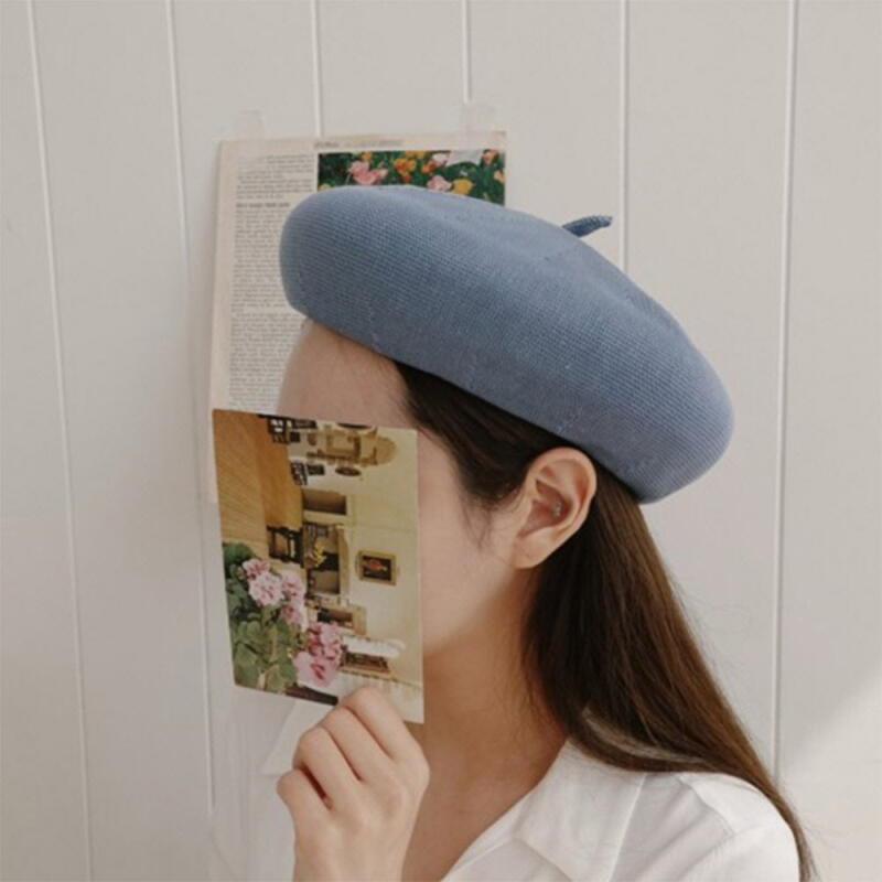 Женская косая беретка SS Тонкая шляпа C8134_Pink