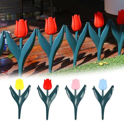 10pcs Set Fashion Plant Borders Plastic Outdoor Lawn Decoration Landscaping Garden Fence Simulated Tulip Shape Gardening Edging