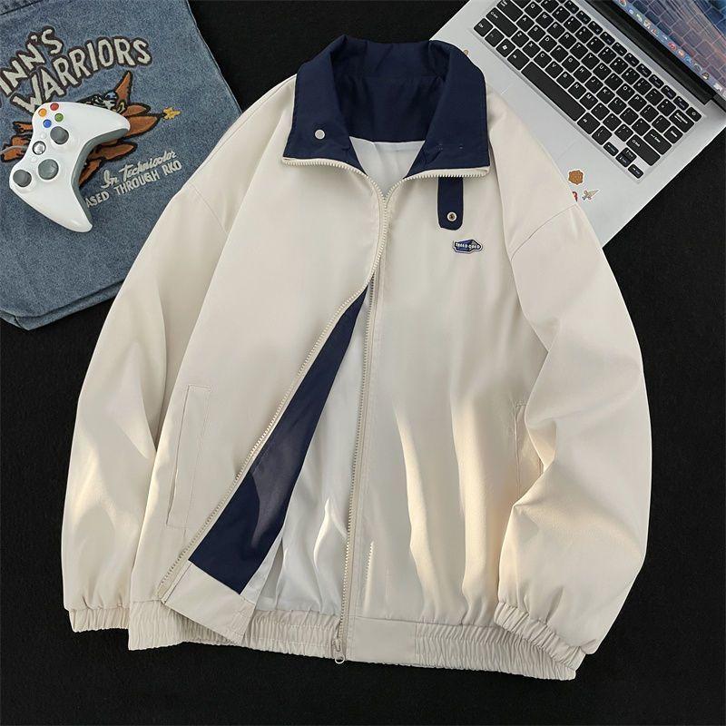 Herbst Revers Workwear Jacke Herren Reißverschluss Trenchcoats Windbreaker Vintage Übergroße Japanische Mode Harajuku Streetwear Jacke