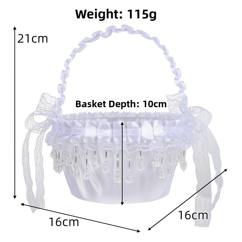 Handheld Flower Girl Basket White Wedding Decoration Basket Lace Flower Basket  Party Home Decor