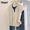 Women's Faux Two-Piece Lamb Wool Blend Color-Block Knit Top