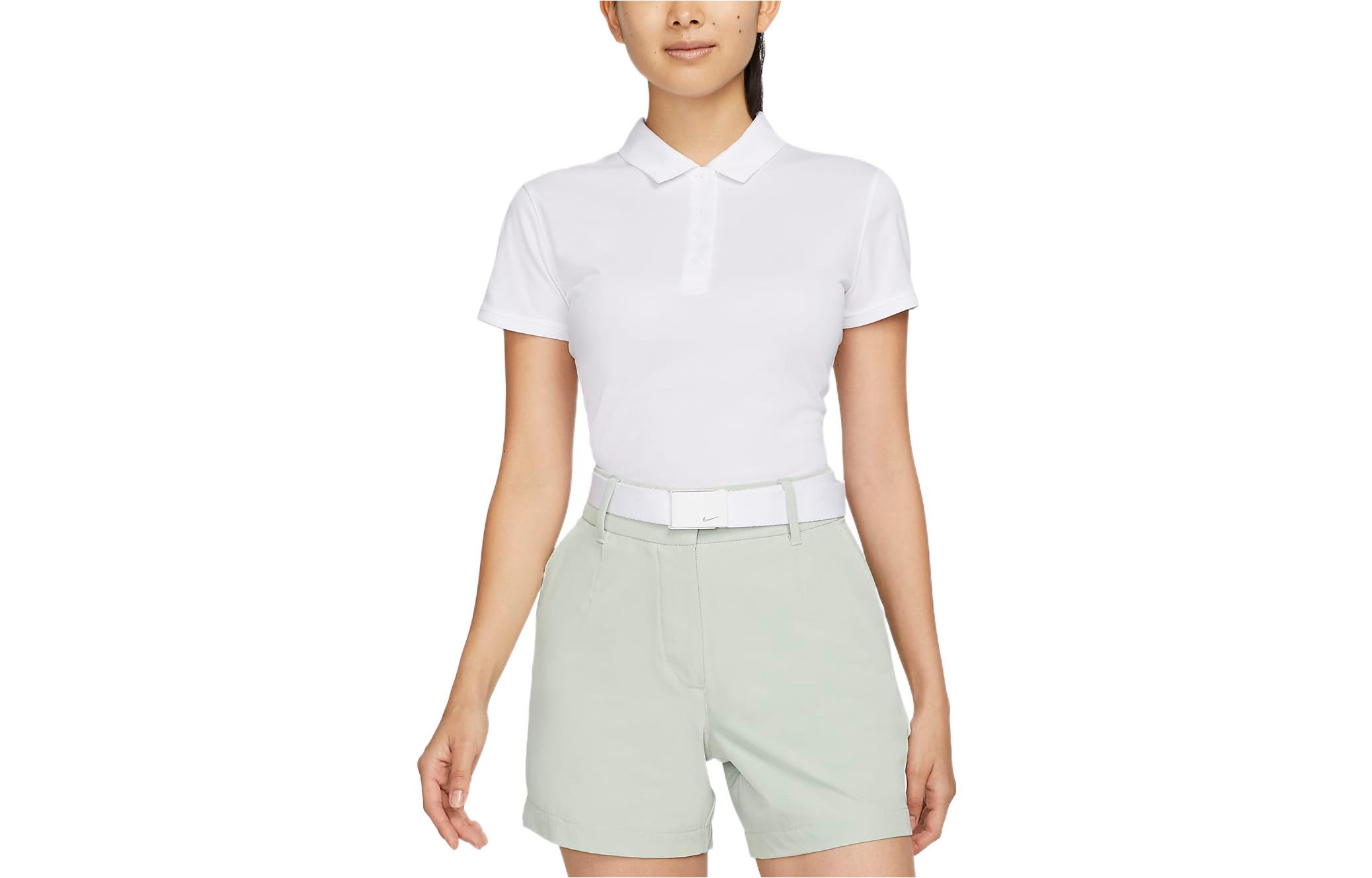 Nike Polo Shirts Women s White Polo Collar Moderate Straight Fit DH2310-100 M
