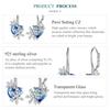 BAMOER 925 Sterling Silver Delicate Snowflake Ear Clips Blue Crystal Heart Ear Buckles for Women Birthday Gift Fine Jewelry