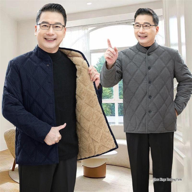 Men's Winter Thickened Silk-Cotton Jacket for Middle-Aged & Elderly