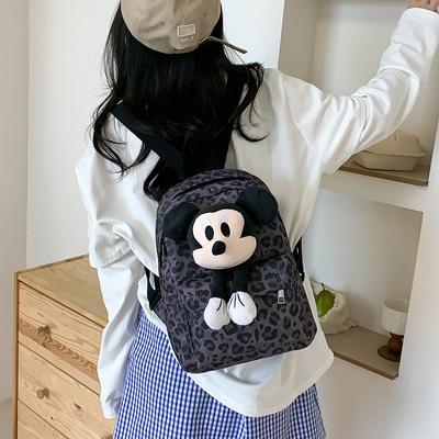 Schoolbag Leopard Mickey Backpack Wholesale New Casual Fashion Backpack Large Capacity Lightweight Middle School School Bag Female