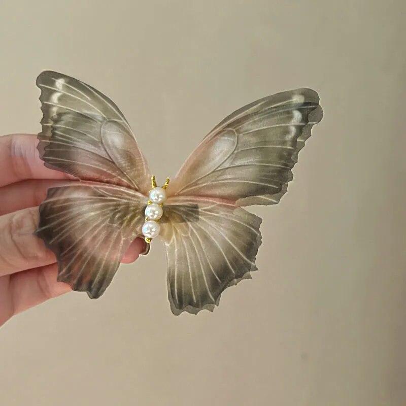 Moving Butterfly Elegant Fairy Double Tulle Butterfly Hair Clips For Women Girls Accessories Vintage Korean Hair Pins