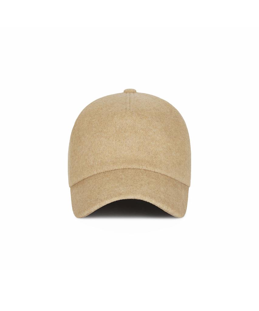 Bajal Va Curved Logo Wool 5-Panel Ball Cap Beige