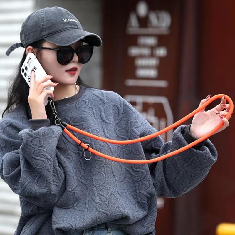 1pcs Universal 120CM Crossbody Lanyard Strap Chain For Phone Case Cover Sport Climbing Colorful Nylon Single Cord Rope