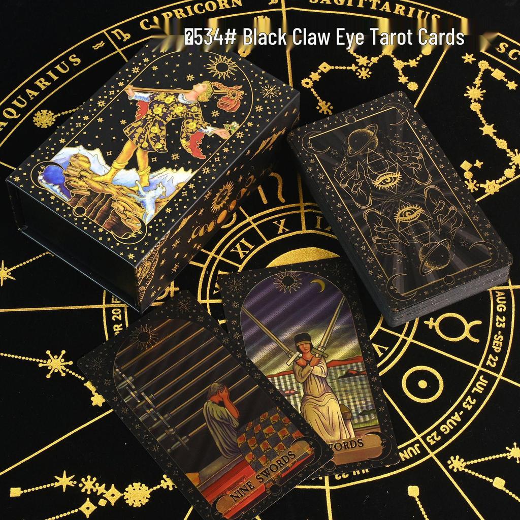 Waterproof Black PVC Tarot Cards - Colorful 78 Card Deck for Board Games