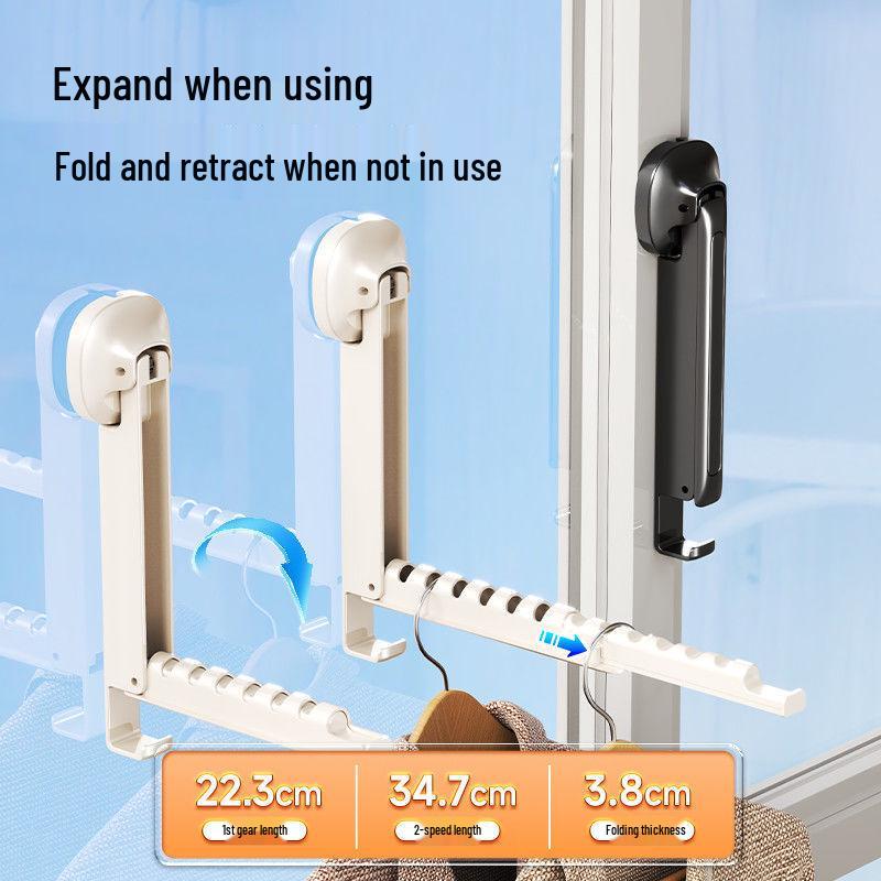 Retractable Suction Cup Wall-Mounted Clothes Rack for Balcony and Window