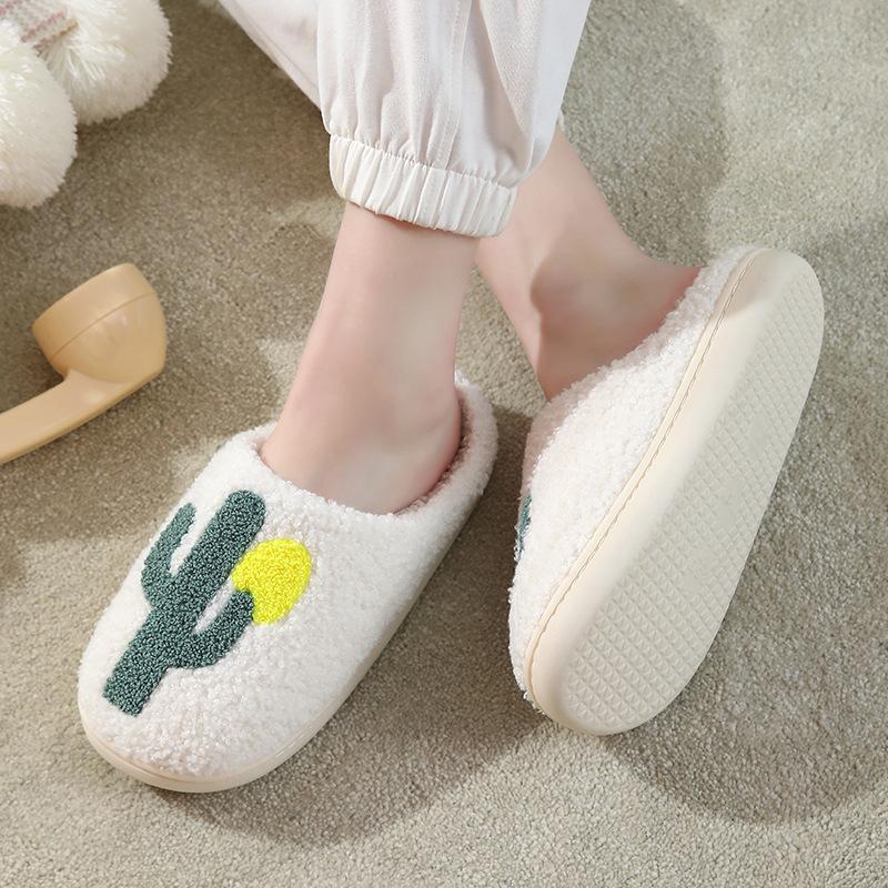 New comfortable home cactus warm winter cotton slippers couple men and women thick-soled soft-soled cotton shoes thickened non-slip
