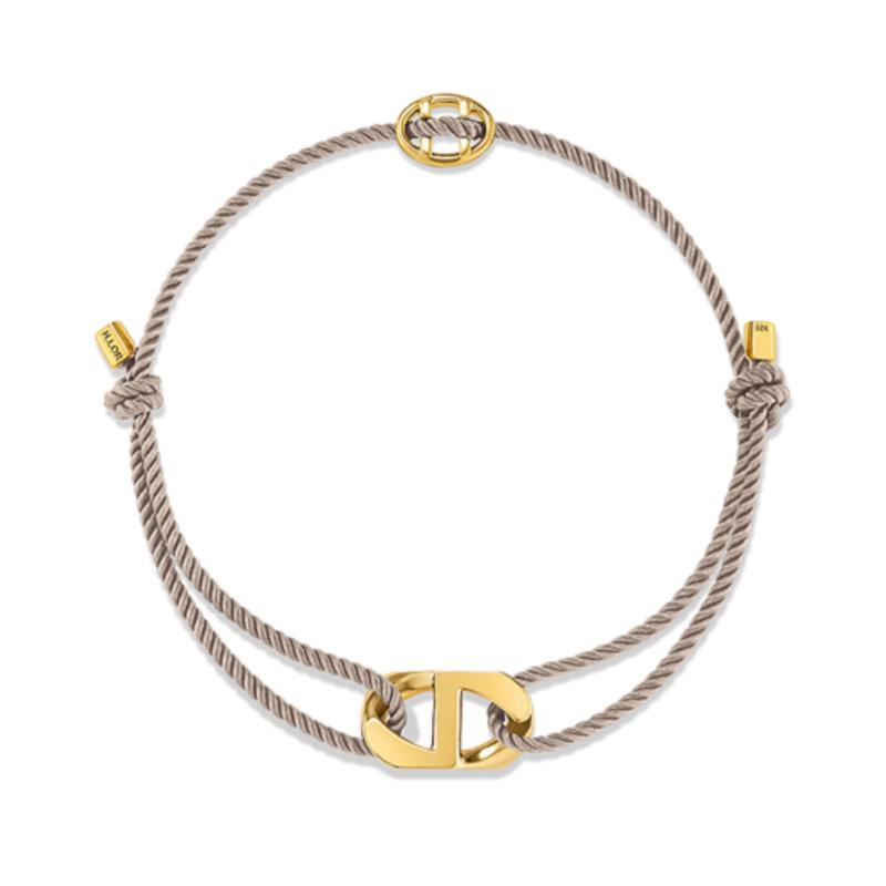 Hyeres-lor Erite Silver (Y) Curve Emblem Strap Bracelet Beige HL5B14529Y9235