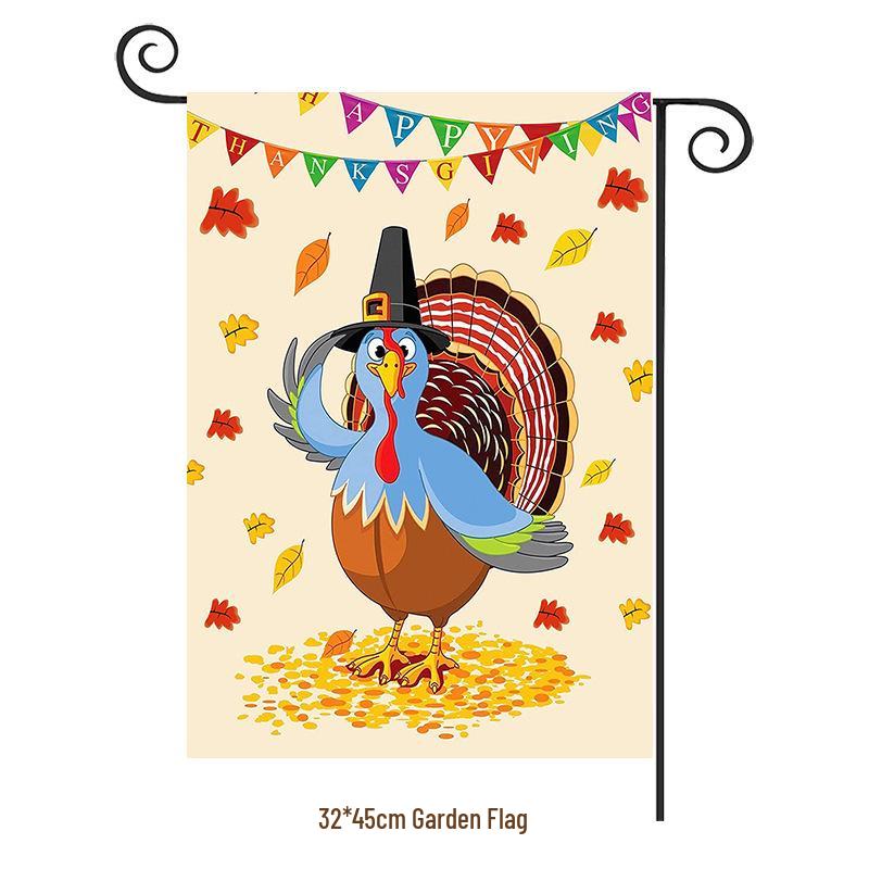Turkey Yard Decoration Flag: Halloween Pumpkin & Thanksgiving Festival Garden Flag