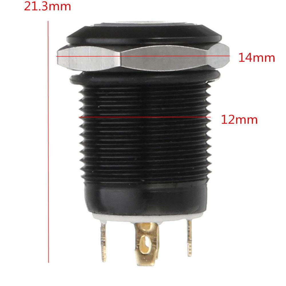 Gadget Black 12V 4Pin 12mm Push Button LED Power Momentary Switch Car Latch