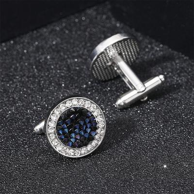 Französische Legierung Öl-Tropfen Herren Manschettenknöpfe Paar Schnalle Mode Diamant Metall Ärmel-Nägel Einfache Runde Herrenhemd Schnalle