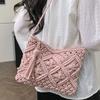 Sommer neue handgefertigte Baumwollseil Fransen gewebte Tasche Schulter Strohtasche lässig schräg Damenhandtasche