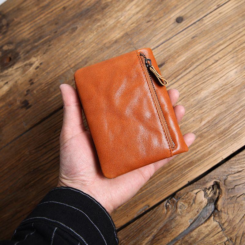 

Мужской модный кошелек-холдер для билетов ручной работы из состаренной кожи первого слоя Brown