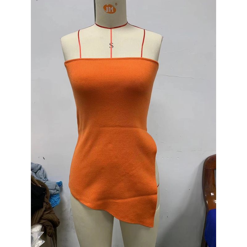 European and American New Sexy Strapless Solid Split Tube Top Top Sexy Knitted Chest Wrap Top