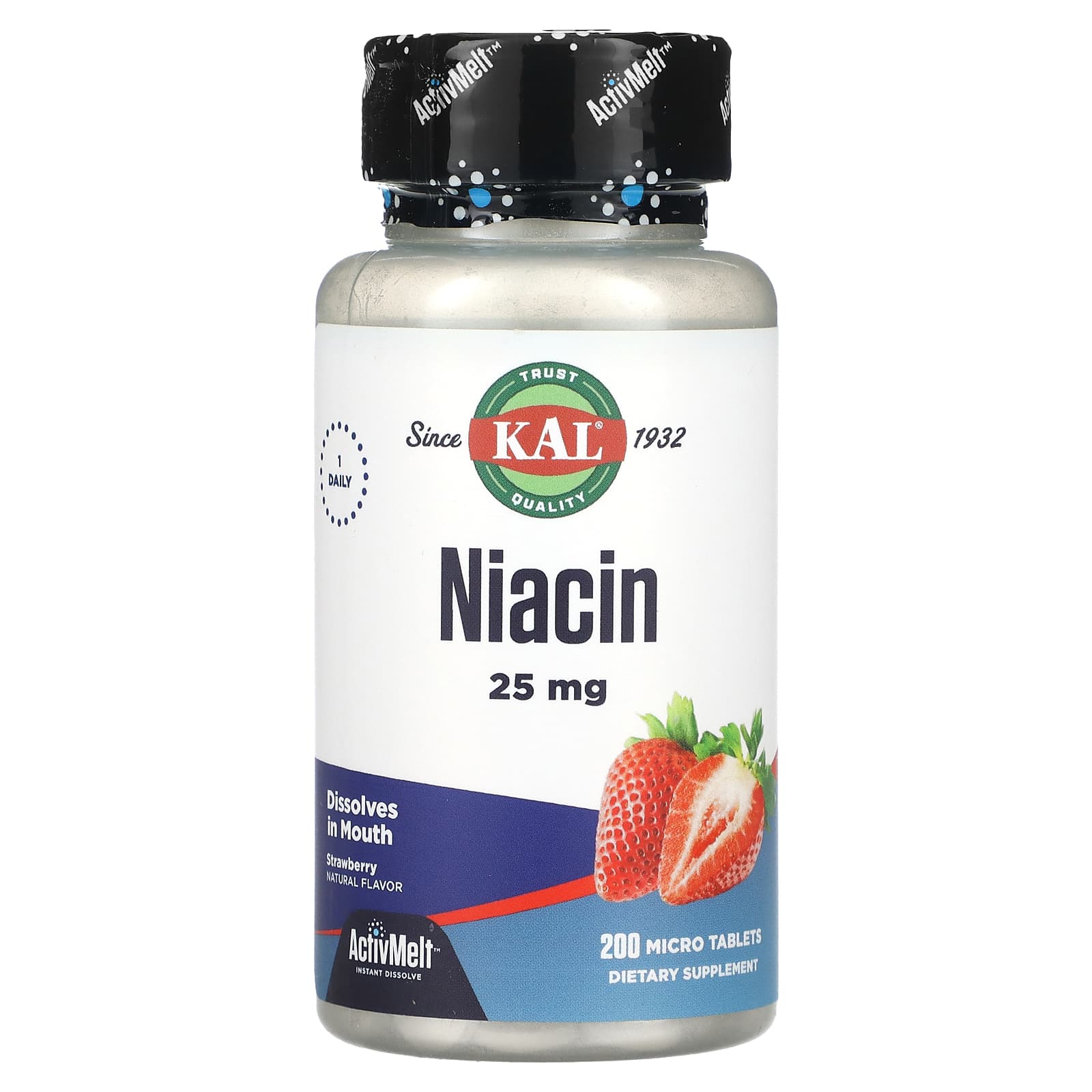 

KAL, niacin, strawberry flavor, 25 mg, 200 micro tablets