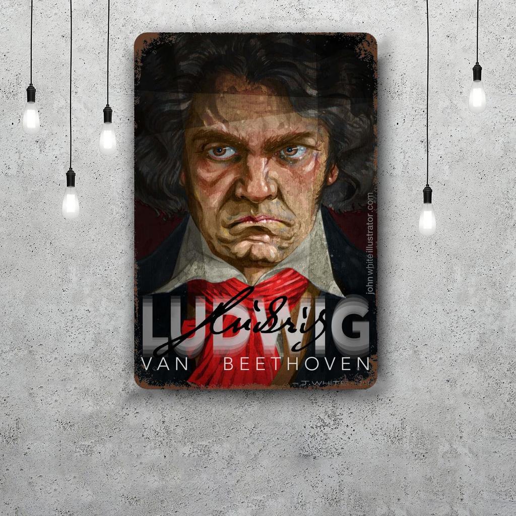 Segni Metallica Ludwig van Beethoven Decorazione Murale Segni di Latta Vintage Poster Metallica del Capitano Decorazione per Bar Pub Club Decorazione Murale