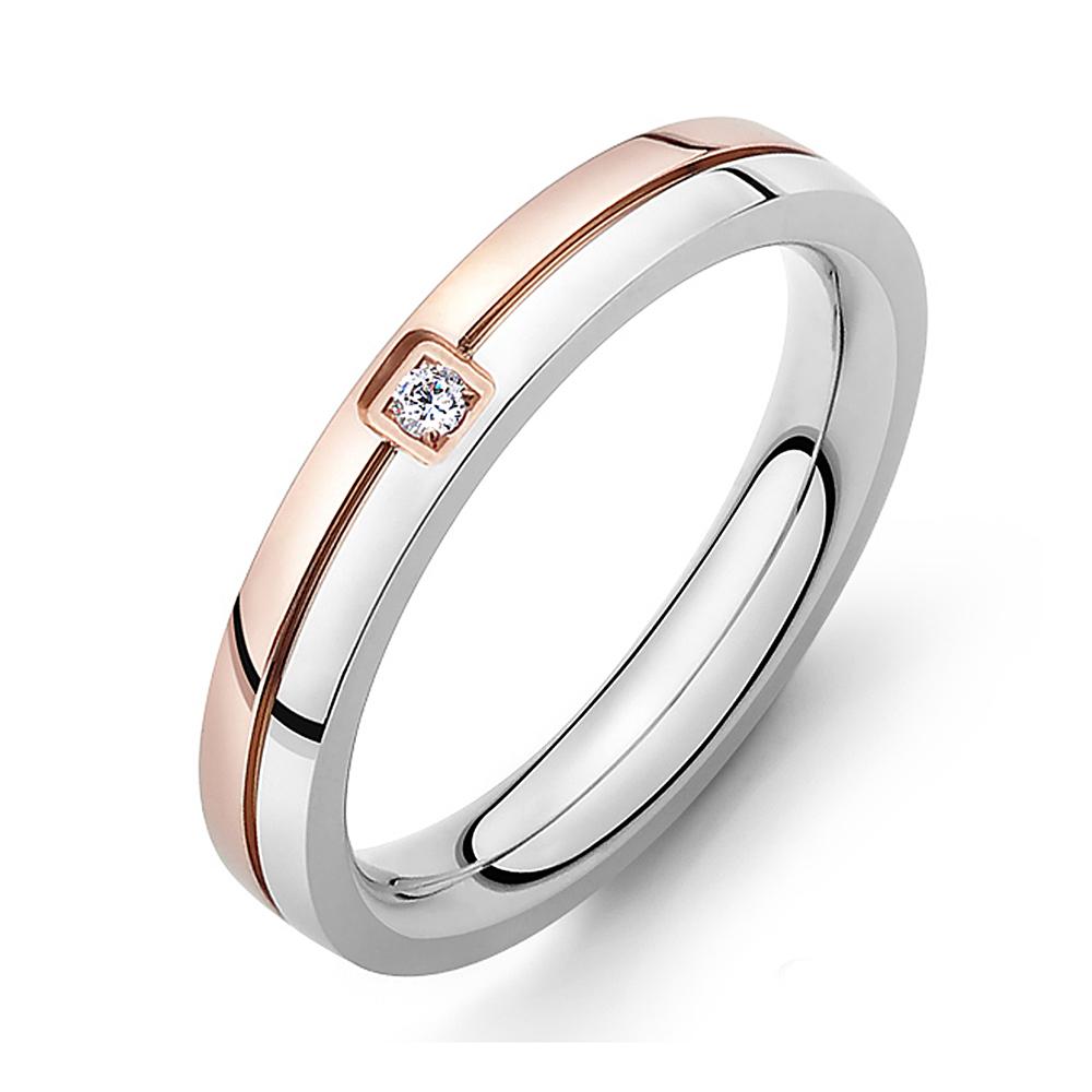 JeeMango Mosaic Cubic Zirconia Ring Stainless Steel Shinning Crystal Couple Ring Forever Love For Romantic Wedding Rings R19102