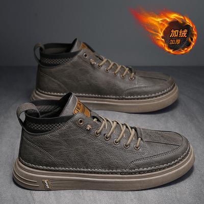 High-top Shoes Winter Velvet Thickened Warm Cotton Shoes Outdoor Soft-soled Labor Insurance Casual Leather Shoes Waterproof