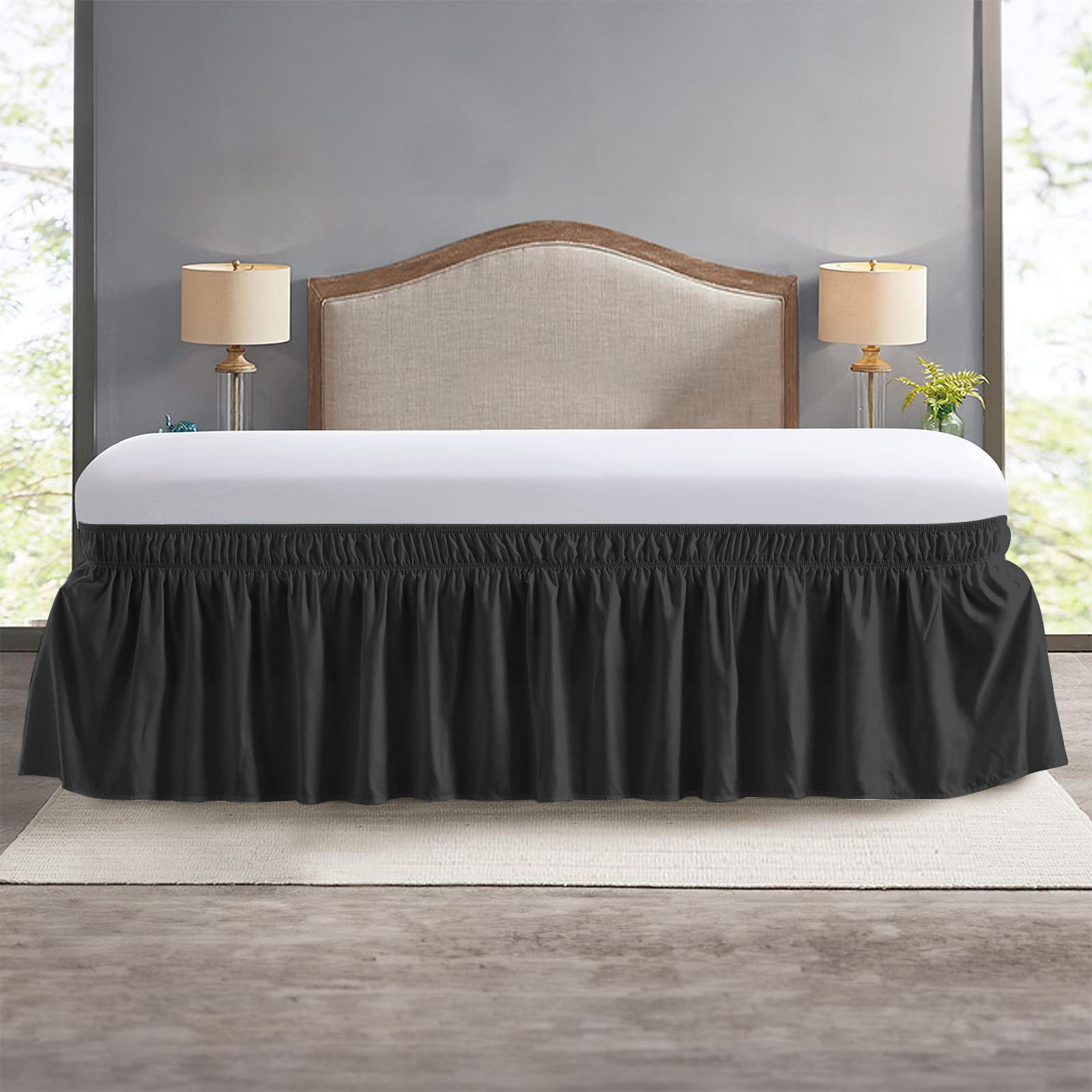 

Wrap Around Dust Elastic Ruffle Bed Skirt Bedding for King Queen Twin Easy Fit Wrinkle-Free Washable Fade Resistant Home Decor Twin 99x190cmx38cm чёрный