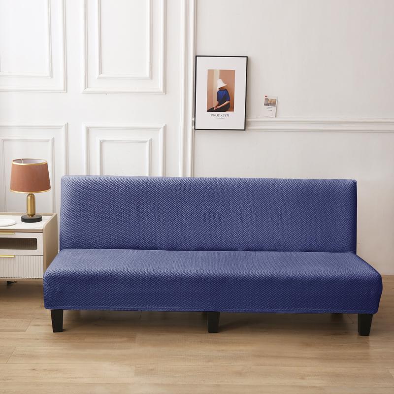 Jacquard Sofa Bed Cover High-quality Polar Fleece Fabric Armless Sofa Bed Cover Without Armrest For Living Room Stretch Folding