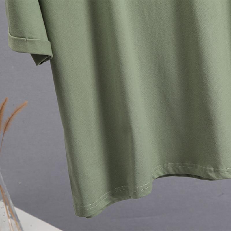 Tricou cu mânecă scurtă pliat de vară Hirsionsan, pentru femei, din bumbac confortabil, tricouri largi, ocazional, tricou supradimensionat, cu gâtul în formă de O, topuri simple pentru femei