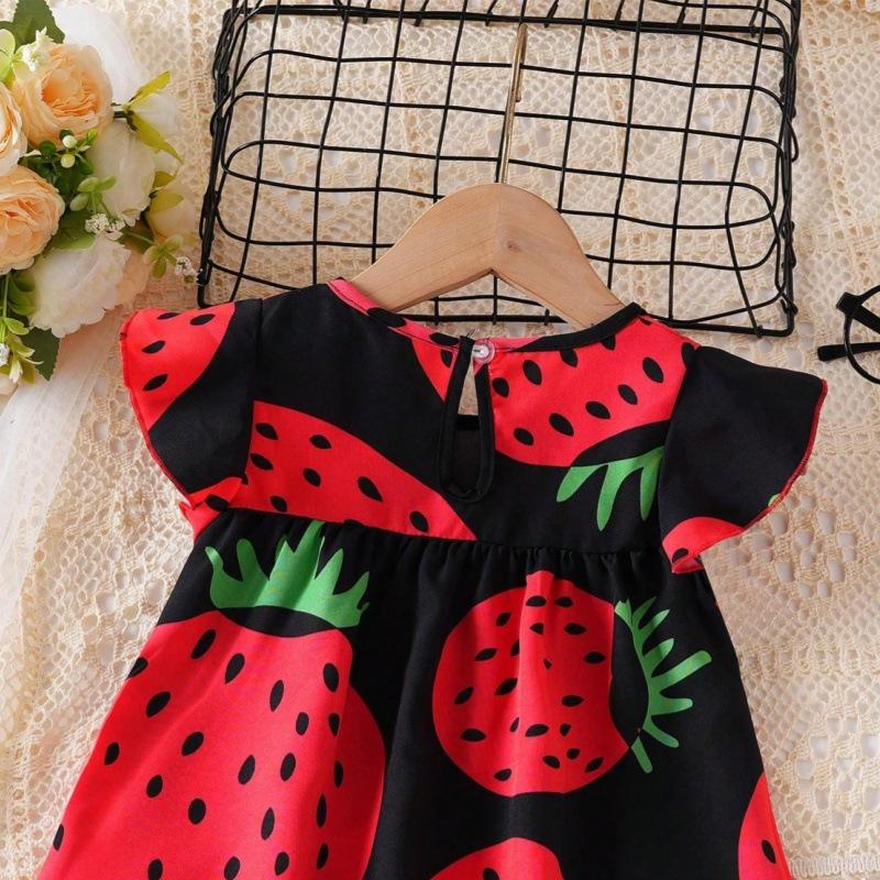 Children's Strawberry Dress: Summer Printed Sweet Princess Dress for Girls