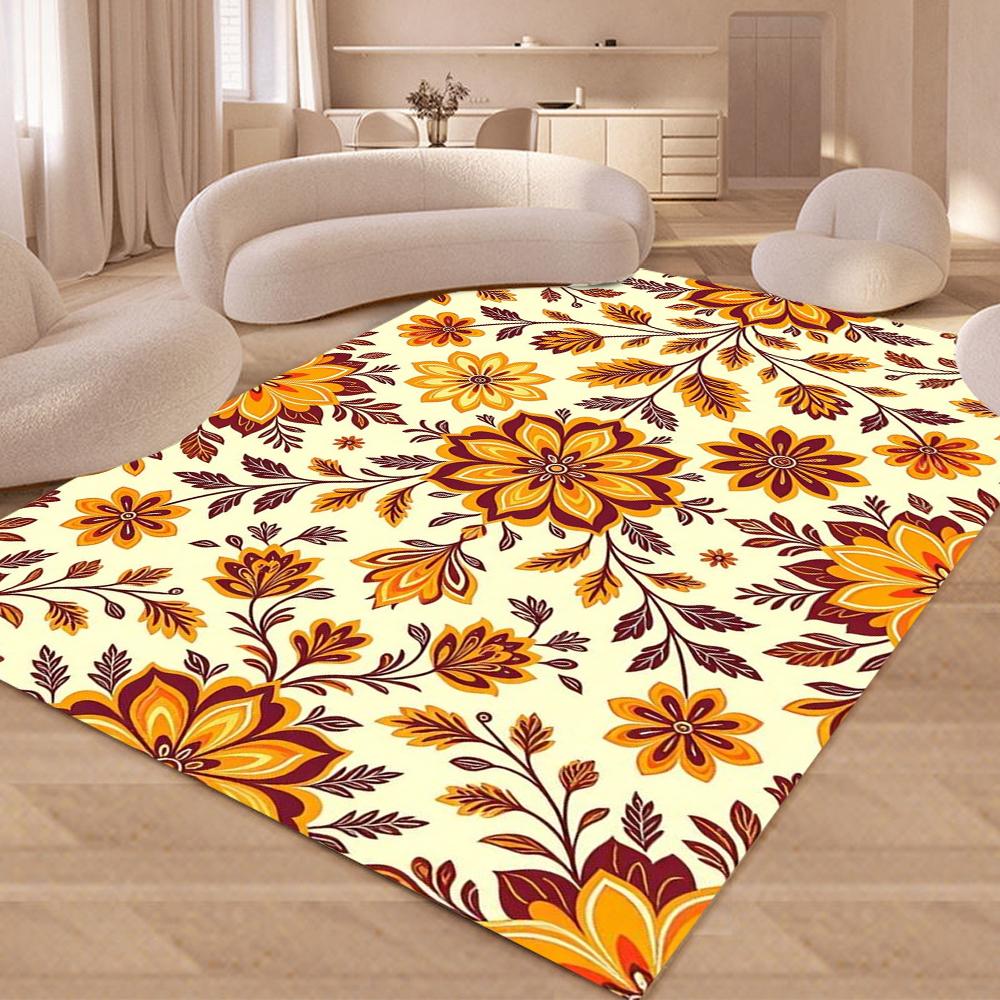 Boho Desert Sun Cactus Area Rug Vintage Ethnic Non-Slip Floor Mat Washable Carpet for Living Room Bedroom Decor