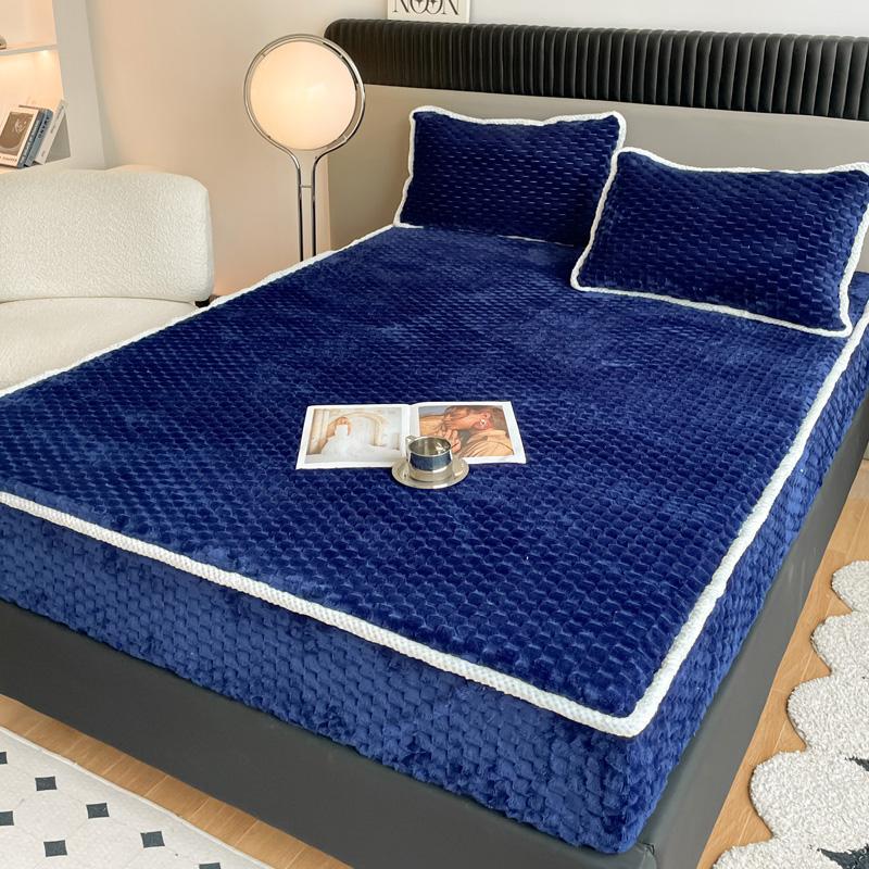 

1 шт., однотонное покрывало, теплая простыня для зимы, эластичные простыни, плюшевые наматрасники(Нет наволочки) Single 90x200cm 1pc