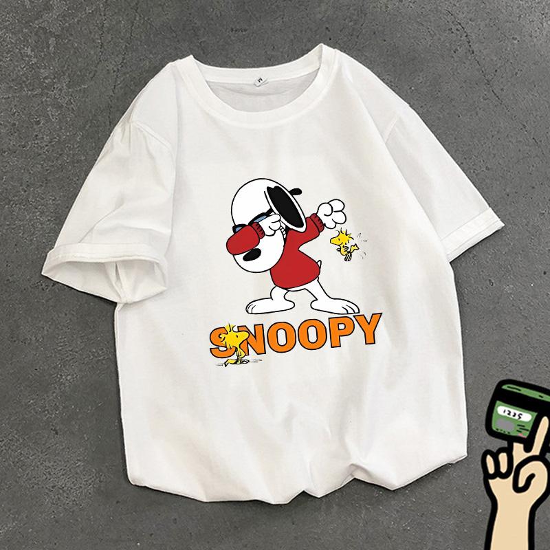 

MINISO Snoopys Adult T Shirt Women Man Basics Clothes Short Sleeve Summer Fashion Female Top Streetwear Gift Casual Wear XL