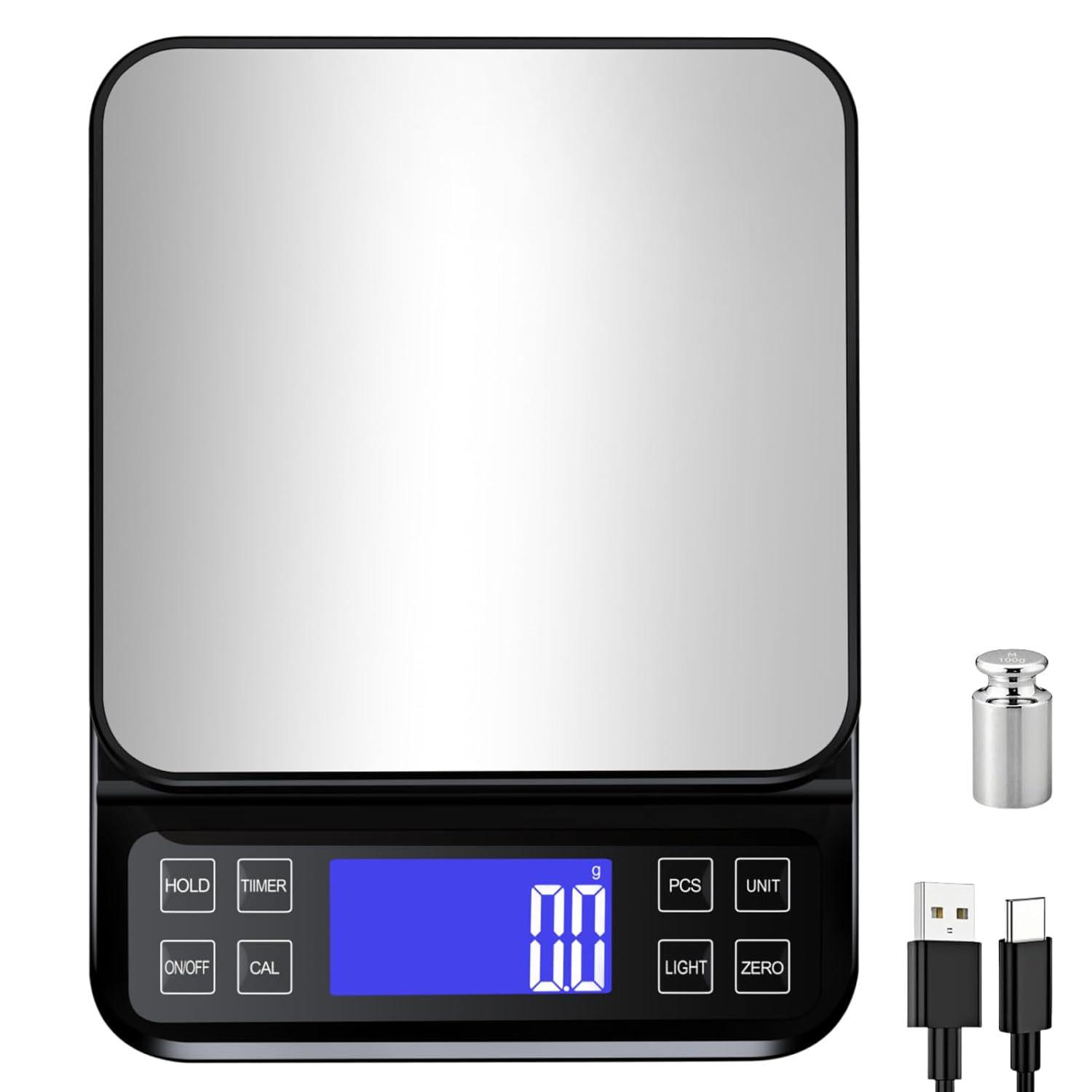 

15kg Stainless Steel Precision Kitchen Scale with Tray for Baking Battery 3kg/0.1g чорний