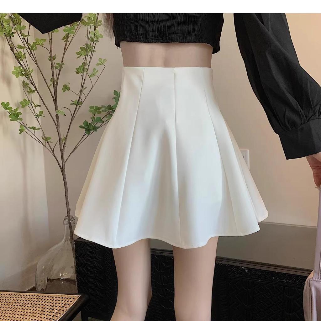 Damen Frühling 2026 Schwarzer High-Waist A-Linien Rock – Aufgebauscht, Schlankmachend Petite Schirmform