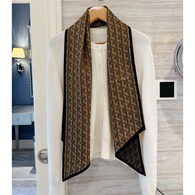 NINA SOLOR Geometric Art Double-Sided Silk Wool Scarf