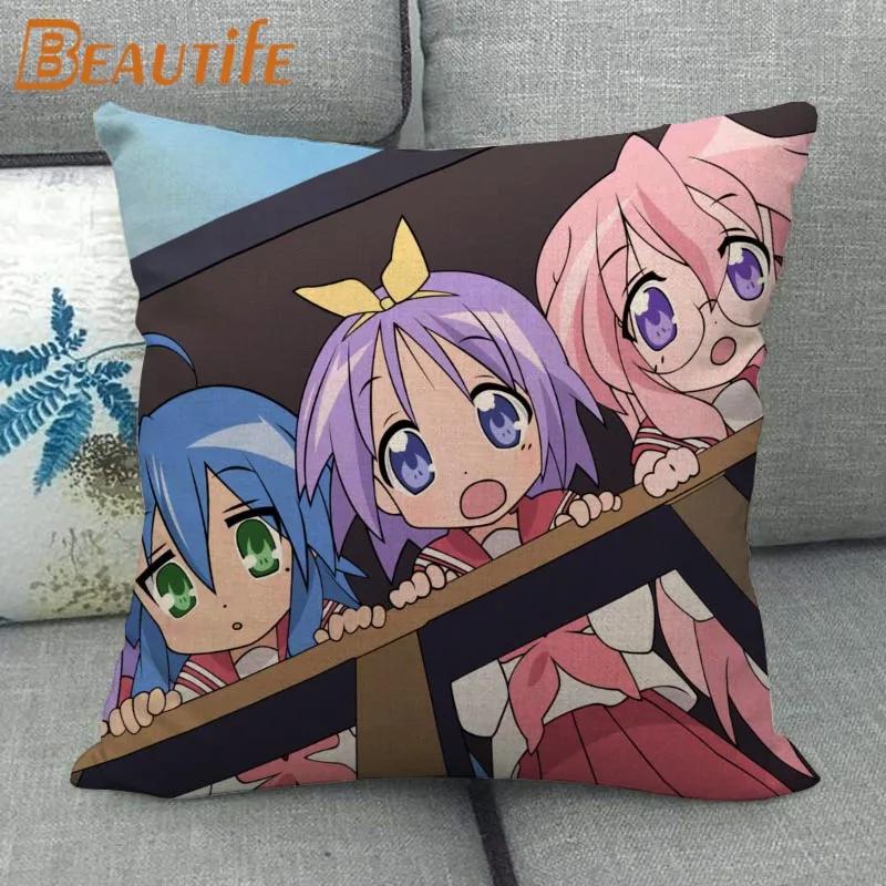 Custom Lucky Star Pillowcase Cartoon Girl Wedding Decorative Cotton Linen Pillow Case for Home Pillow Cover 45X45cm One Side