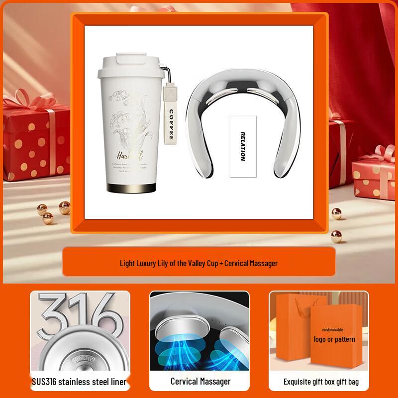 Business Gift Set with Coffee Cup and Cervical Massager