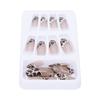 24pcs Leopard Print Faux Pearl False Nails Girls Full Cover Fake Nail Tip Manicure Tool