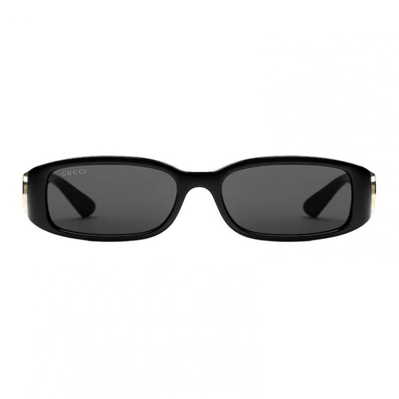 GUCCI Logo Embellishment Injection Molded Irregular Sunglasses Women's Black