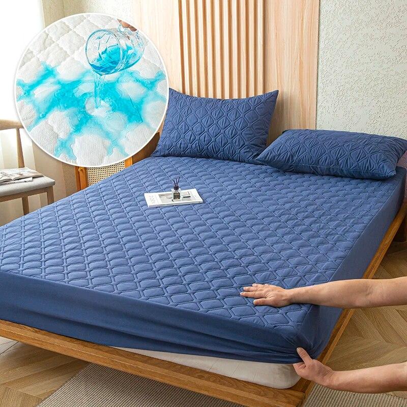 Waterproof Thicken Matter Cover Fitted Sheets Mattress Pad Protector Adjustable Bed Cover Anti-bacterial Bedspread 150/160x200cm